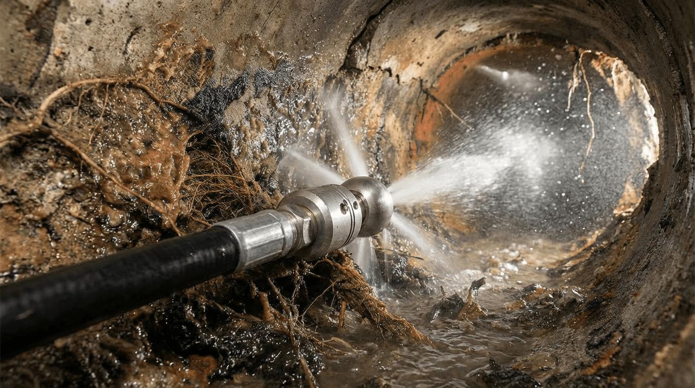 Nozzle advancing through line