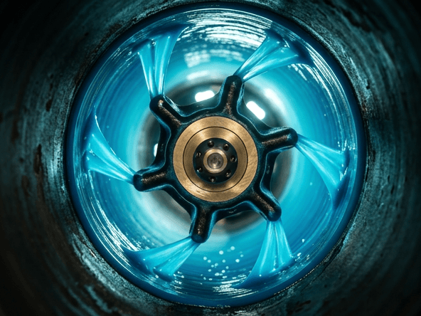 View down a pipe toward IPP Solutions spray lining equipment during application