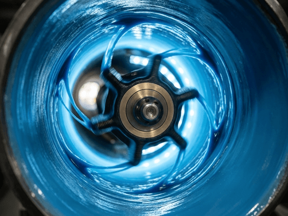 Rotating spray head applying lining material inside a sewer pipe during spray-in-place rehabilitation