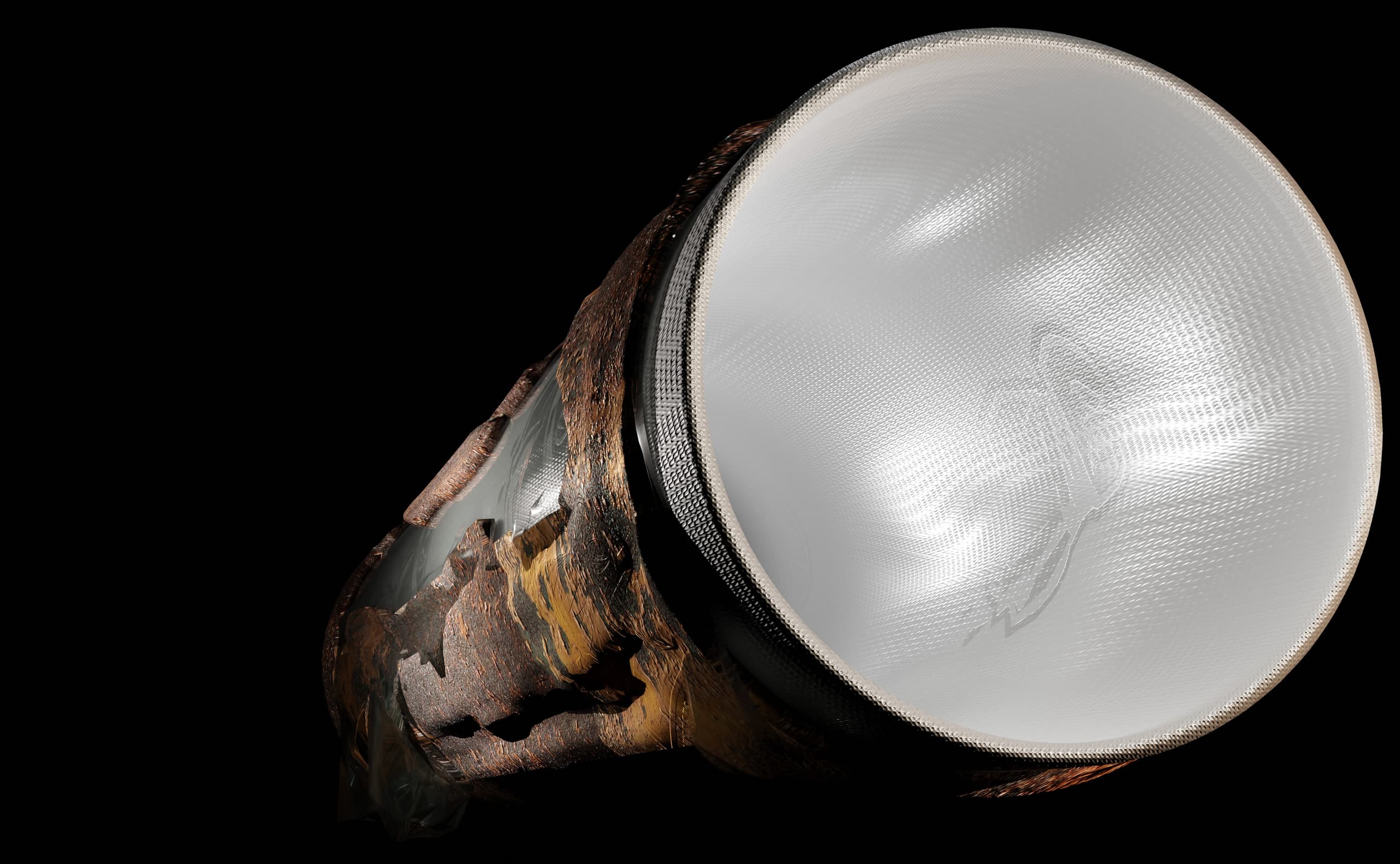 Close-up before and after comparison of trenchless pipe lining results